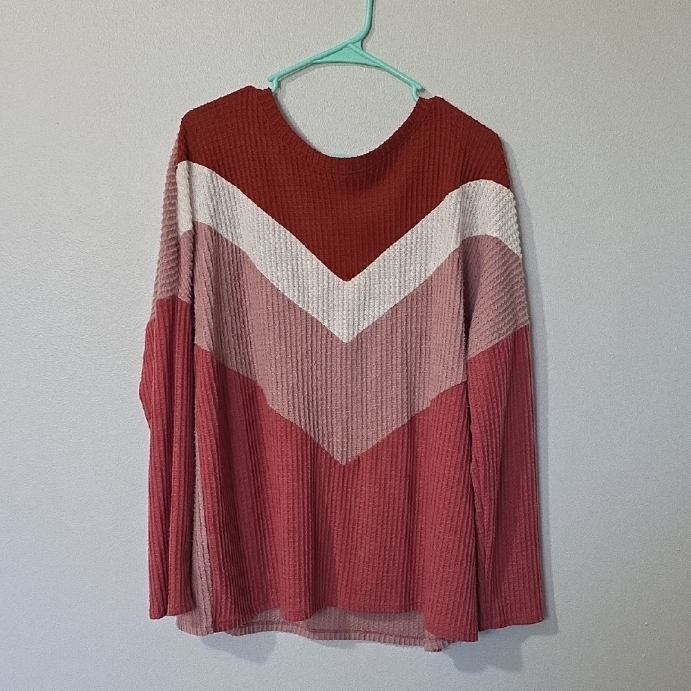 Celeste Red and Pink Chevron Sweater